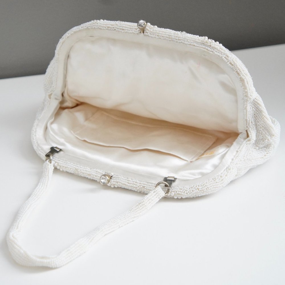 Vintage Ivory Beaded Pearl Evening Bag Clutch by Magid - Picture 6 of 16
